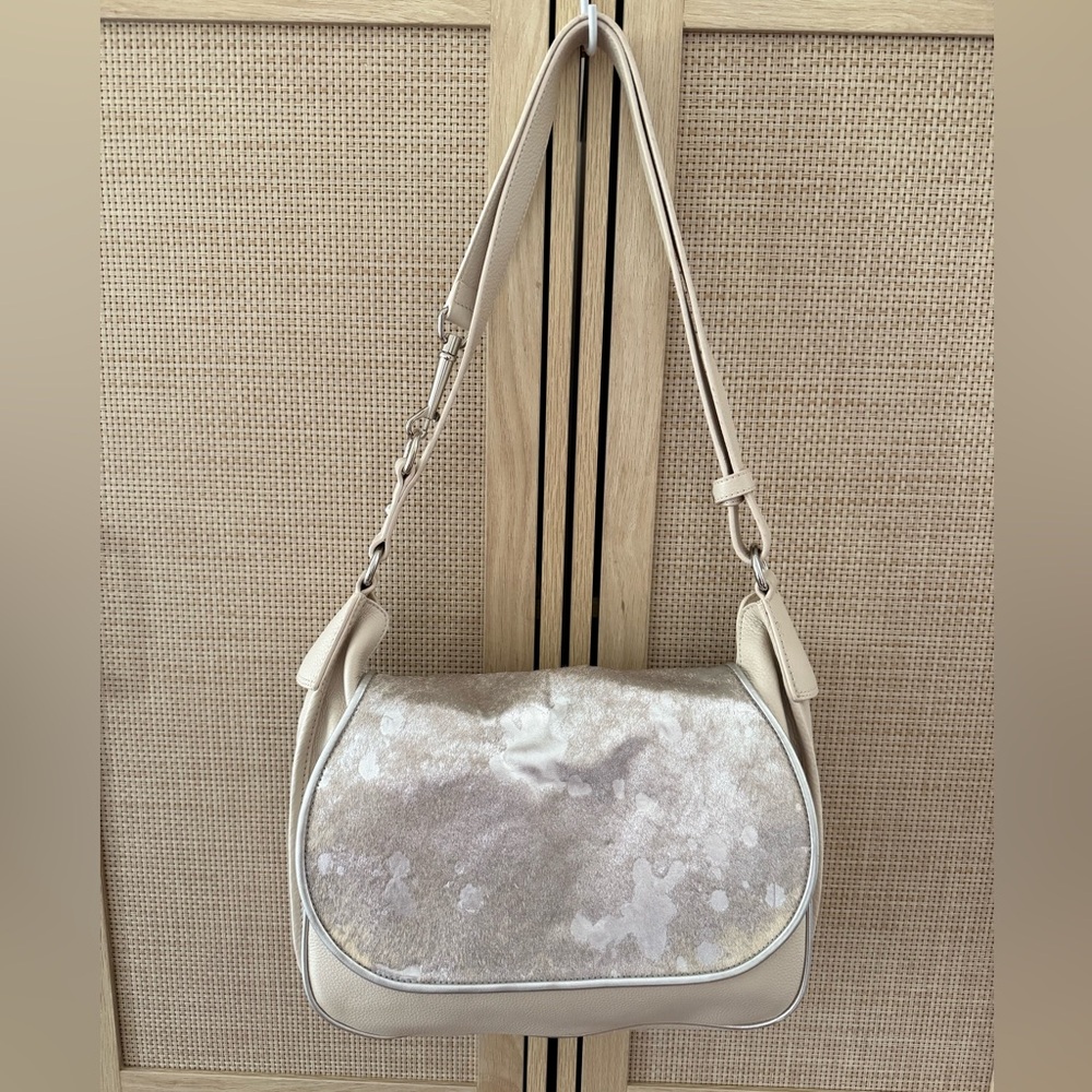 NEW Dolce Vita Cream and Silver Leather Shoulder Bag